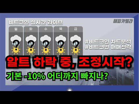 비트코인 실시간, 알트코인 하락 중! 조정시작? 기본 -10% 어디까지?  12/10 아침?#비트코인 #비트코인실시간 #이더리움 #리플 #cryptocurrency #차트분석